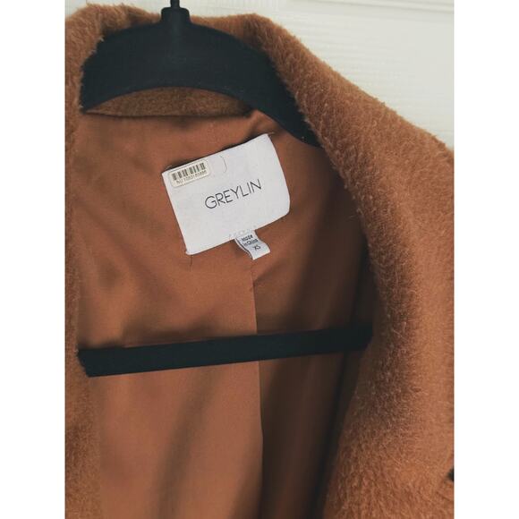 Greylin Bryce Brushed Oversized Long Coat Brown Button XS Winter Quiet Luxury - Picture 9 of 14